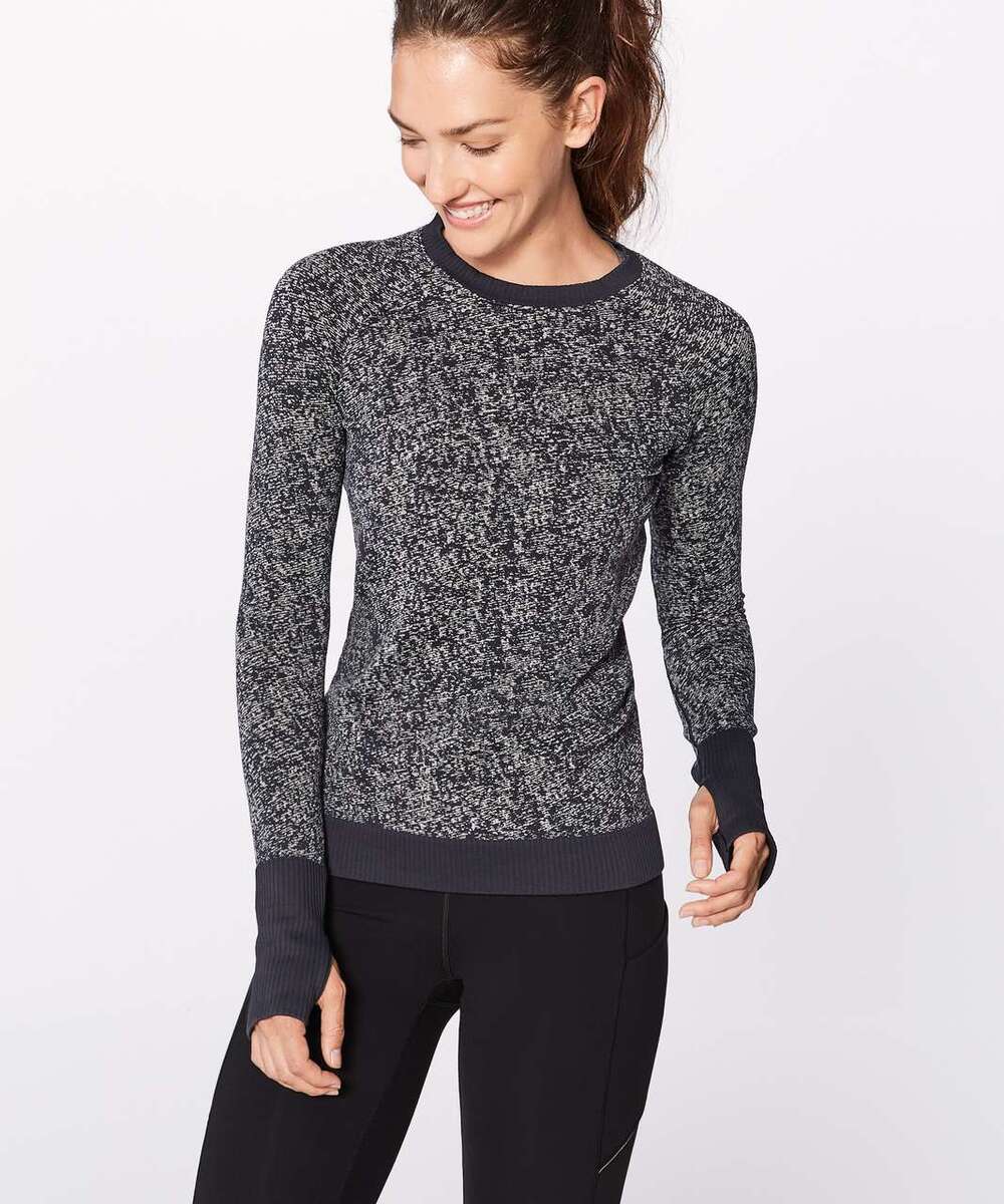 Lululemon Rest Less Pullover Black White Size 4 Long Sleeve Pullover Run Gym